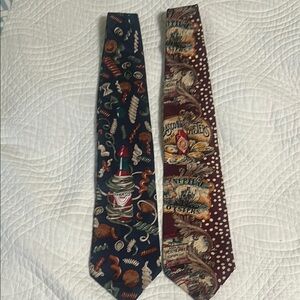 Tabasco 1- Blue print and 1-Burgundy print both silk Ties w/ Intricate Patterns